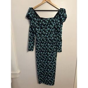 De Loreta Women's Navy Floral Amanda Maxi Dress Boutique Size Medium New $456
